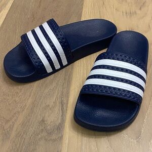 Adidas Kids Blue and White Slide Sandals